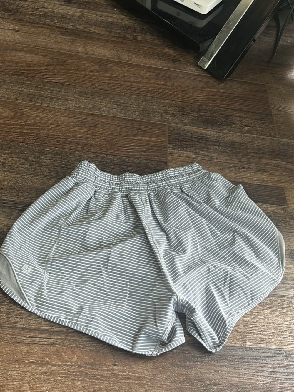 lululemon athletica Gray and White Striped Women's Athletic Shorts